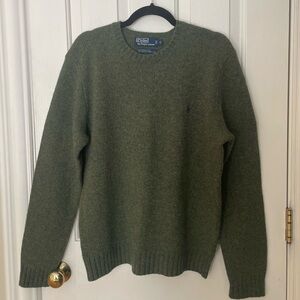 Polo Ralph Lauren Army Green Merino Wool Angora Crew Sweater Size M